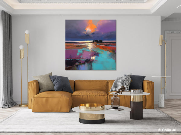 Canvas Painting for Living Room, Original Modern Wall Art Painting, Abstract Landscape Paintings, Oversized Contemporary Abstract Artwork-Paintingforhome