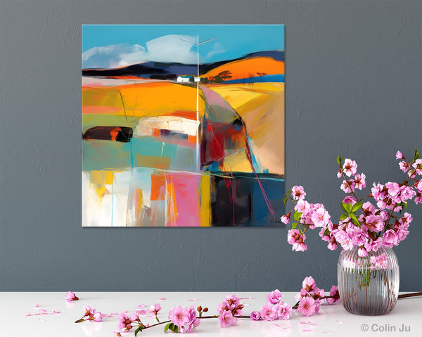Acrylic Painting for Living Room, Contemporary Abstract Landscape Artwork, Oversized Wall Art Paintings, Original Modern Paintings on Canvas-Paintingforhome