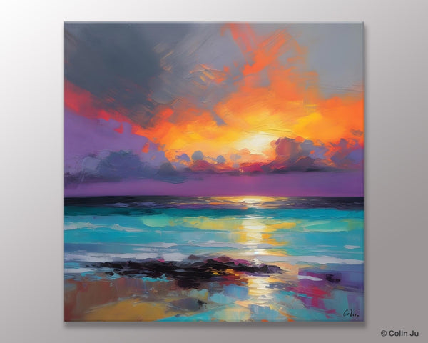 Extra Large Modern Wall Art, Landscape Canvas Paintings for Dining Room, Acrylic Painting on Canvas, Original Landscape Abstract Painting-Paintingforhome