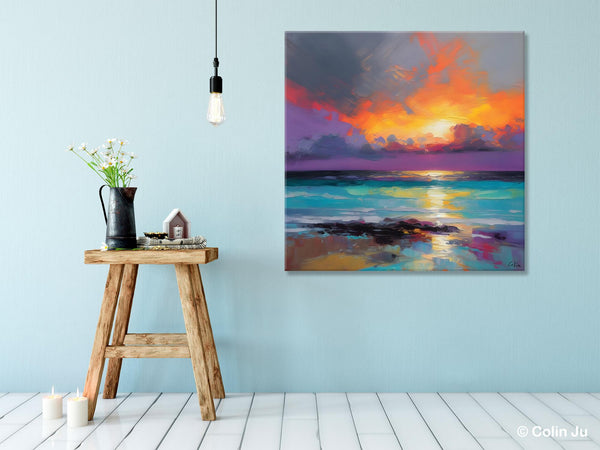 Extra Large Modern Wall Art, Landscape Canvas Paintings for Dining Room, Acrylic Painting on Canvas, Original Landscape Abstract Painting-Paintingforhome