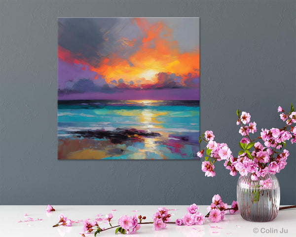 Extra Large Modern Wall Art, Landscape Canvas Paintings for Dining Room, Acrylic Painting on Canvas, Original Landscape Abstract Painting-Paintingforhome