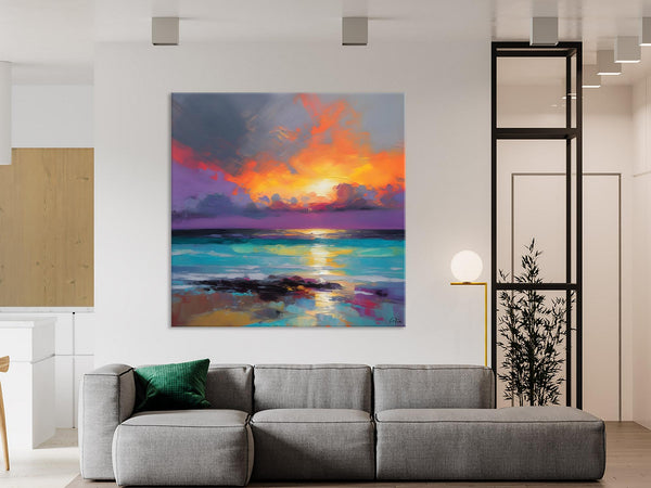 Extra Large Modern Wall Art, Landscape Canvas Paintings for Dining Room, Acrylic Painting on Canvas, Original Landscape Abstract Painting-Paintingforhome