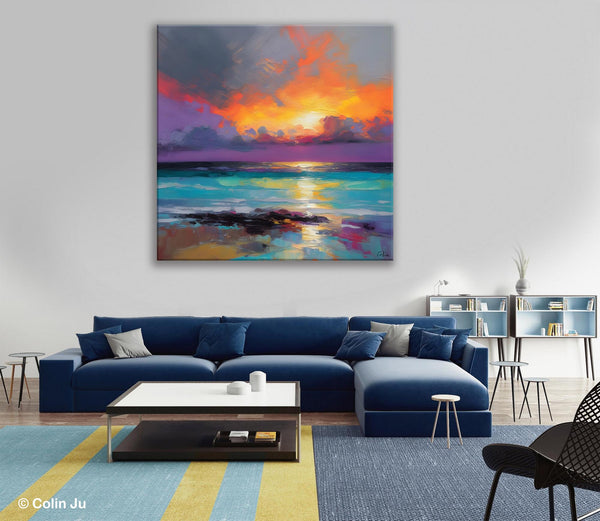 Extra Large Modern Wall Art, Landscape Canvas Paintings for Dining Room, Acrylic Painting on Canvas, Original Landscape Abstract Painting-Paintingforhome