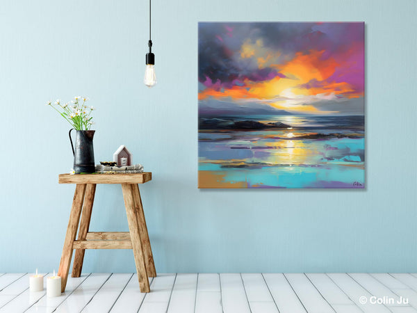 Large Art Painting for Living Room, Original Landscape Canvas Art, Contemporary Acrylic Painting on Canvas, Oversized Landscape Wall Art Paintings-Paintingforhome