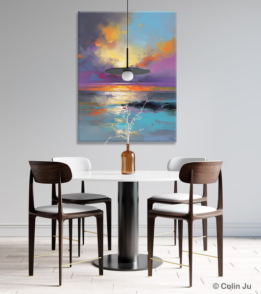 Oil Painting on Canvas, Extra Large Modern Wall Art, Landscape Canvas Paintings for Dining Room, Original Landscape Abstract Painting-Paintingforhome