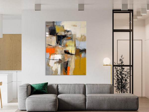 Acrylic Abstract Painting Behind Sofa, Large Painting on Canvas, Living Room Wall Art Paintings, Original Abstract Painting on Canvas-Paintingforhome