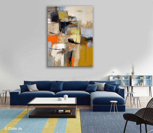 Acrylic Abstract Painting Behind Sofa, Large Painting on Canvas, Living Room Wall Art Paintings, Original Abstract Painting on Canvas-Paintingforhome