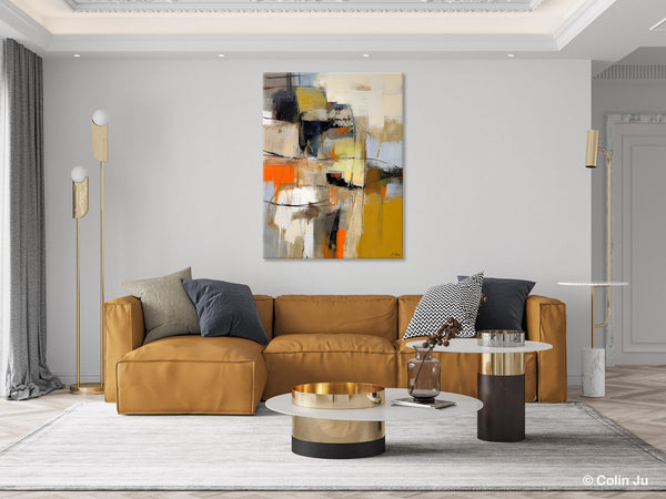 Acrylic Abstract Painting Behind Sofa, Large Painting on Canvas, Living Room Wall Art Paintings, Original Abstract Painting on Canvas-Paintingforhome