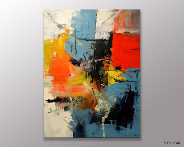 Abstract Paintings for Dining Room, Modern Paintings Behind Sofa, Buy Paintings Online, Original Palette Knife Canvas Art, Impasto Wall Art-Paintingforhome