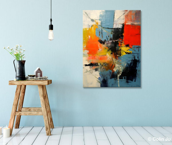 Abstract Paintings for Dining Room, Modern Paintings Behind Sofa, Buy Paintings Online, Original Palette Knife Canvas Art, Impasto Wall Art-Paintingforhome
