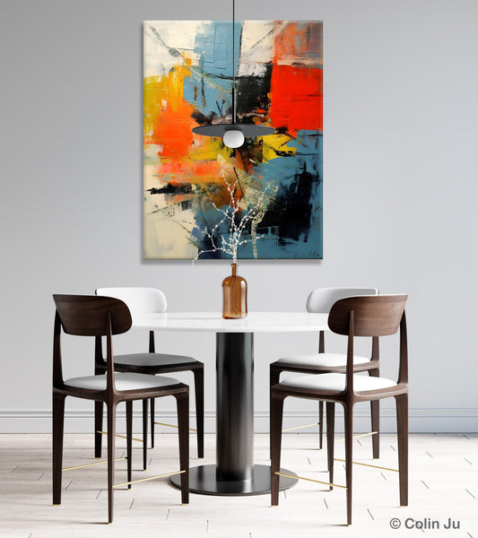 Abstract Paintings for Dining Room, Modern Paintings Behind Sofa, Buy Paintings Online, Original Palette Knife Canvas Art, Impasto Wall Art-Paintingforhome