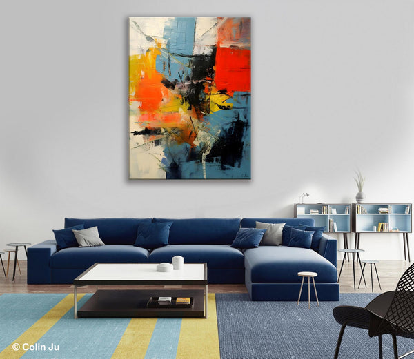 Abstract Paintings for Dining Room, Modern Paintings Behind Sofa, Buy Paintings Online, Original Palette Knife Canvas Art, Impasto Wall Art-Paintingforhome