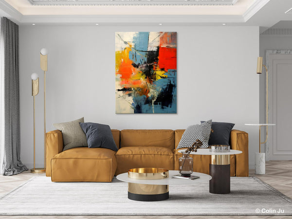 Abstract Paintings for Dining Room, Modern Paintings Behind Sofa, Buy Paintings Online, Original Palette Knife Canvas Art, Impasto Wall Art-Paintingforhome