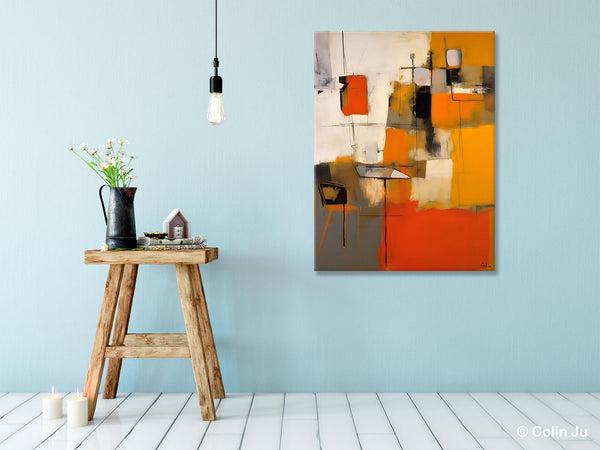 Modern Paintings Behind Sofa, Acrylic Paintings on Canvas, Abstract Painting for Living Room, Original Contemporary Canvas Wall Art-Paintingforhome