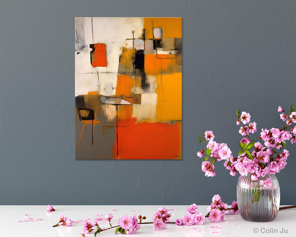 Modern Paintings Behind Sofa, Acrylic Paintings on Canvas, Abstract Painting for Living Room, Original Contemporary Canvas Wall Art-Paintingforhome