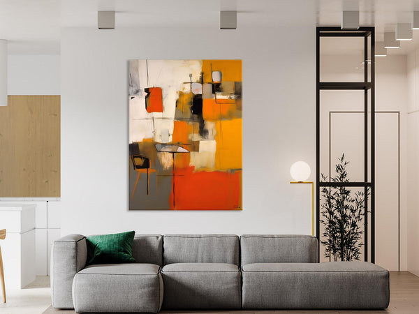 Modern Paintings Behind Sofa, Acrylic Paintings on Canvas, Abstract Painting for Living Room, Original Contemporary Canvas Wall Art-Paintingforhome