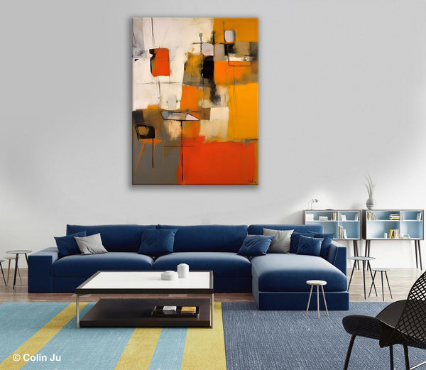 Modern Paintings Behind Sofa, Acrylic Paintings on Canvas, Abstract Painting for Living Room, Original Contemporary Canvas Wall Art-Paintingforhome