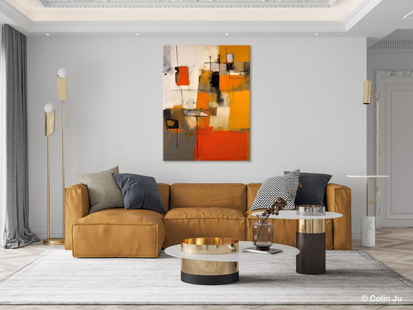 Modern Paintings Behind Sofa, Acrylic Paintings on Canvas, Abstract Painting for Living Room, Original Contemporary Canvas Wall Art-Paintingforhome