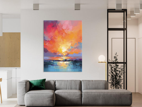 Palette Knife Canvas Art, Modern Landscape Paintings, Oversized Contemporary Canvas Paintings, Extra Large Canvas Painting for Living Room-Paintingforhome