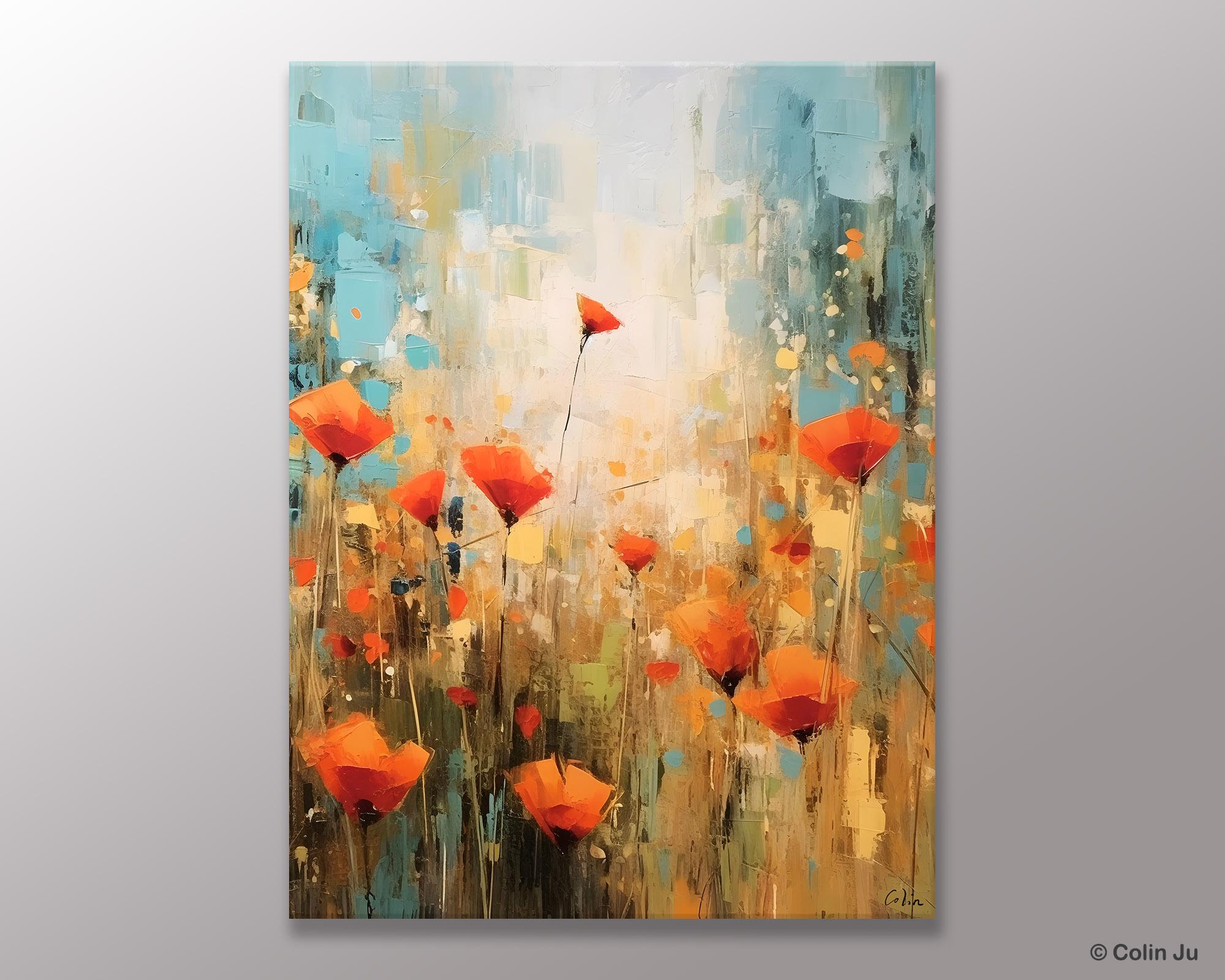 Abstract Flower Painting, Flower Acrylic Painting, Canvas Painting Flower, Original Paintings on Canvas, Modern Acrylic Paintings for Bedroom-Paintingforhome