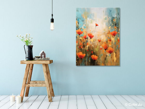 Abstract Flower Painting, Flower Acrylic Painting, Canvas Painting Flower, Original Paintings on Canvas, Modern Acrylic Paintings for Bedroom-Paintingforhome