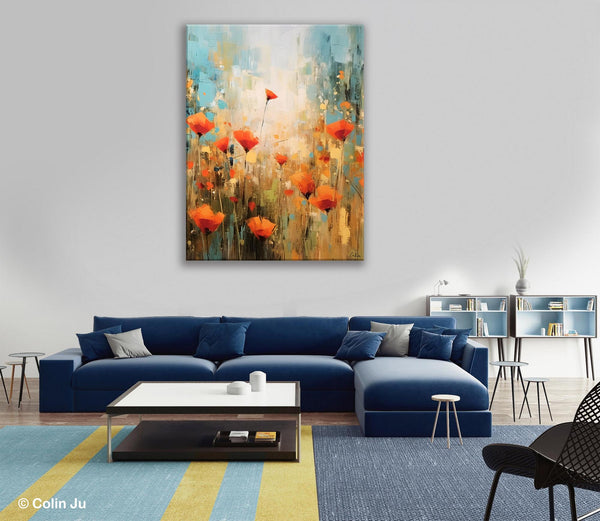 Abstract Flower Painting, Flower Acrylic Painting, Canvas Painting Flower, Original Paintings on Canvas, Modern Acrylic Paintings for Bedroom-Paintingforhome
