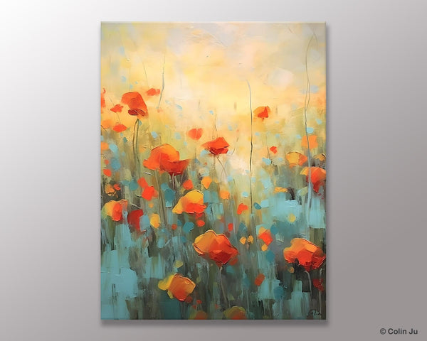 Canvas Painting Flower, Original Paintings on Canvas, Abstract Flower Painting, Flower Acrylic Painting, Modern Acrylic Paintings for Bedroom-Paintingforhome