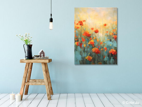 Canvas Painting Flower, Original Paintings on Canvas, Abstract Flower Painting, Flower Acrylic Painting, Modern Acrylic Paintings for Bedroom-Paintingforhome