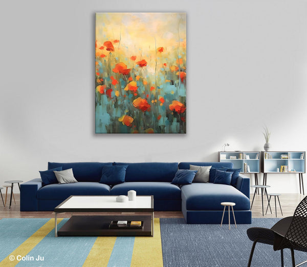 Canvas Painting Flower, Original Paintings on Canvas, Abstract Flower Painting, Flower Acrylic Painting, Modern Acrylic Paintings for Bedroom-Paintingforhome