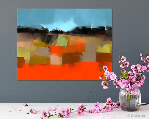 Modern Landscape Paintings Behind Sofa, Abstract Landscape Paintings for Living Room, Palette Knife Canvas Art, Original Landscape Art-Paintingforhome