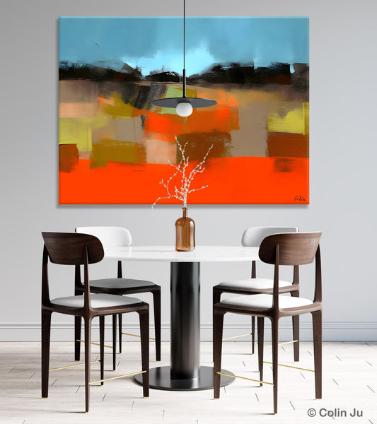 Modern Landscape Paintings Behind Sofa, Abstract Landscape Paintings for Living Room, Palette Knife Canvas Art, Original Landscape Art-Paintingforhome