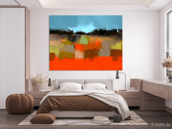 Modern Landscape Paintings Behind Sofa, Abstract Landscape Paintings for Living Room, Palette Knife Canvas Art, Original Landscape Art-Paintingforhome