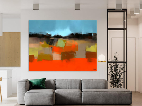 Modern Landscape Paintings Behind Sofa, Abstract Landscape Paintings for Living Room, Palette Knife Canvas Art, Original Landscape Art-Paintingforhome