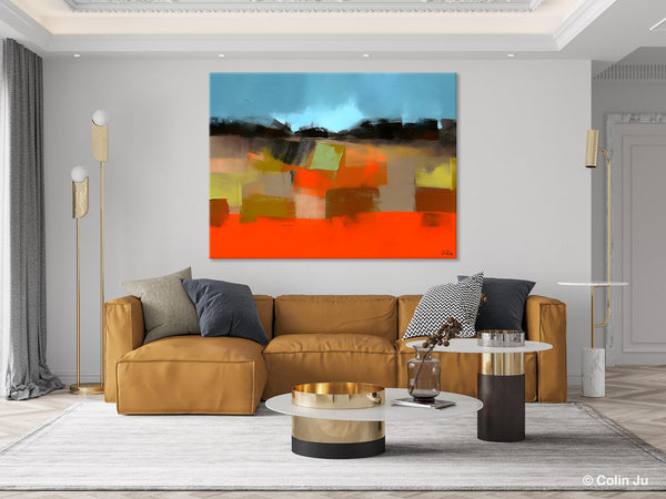 Modern Landscape Paintings Behind Sofa, Abstract Landscape Paintings for Living Room, Palette Knife Canvas Art, Original Landscape Art-Paintingforhome