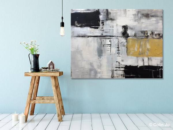 Black Abstract Acrylic Paintings, Large Paintings for Bedroom, Simple Modern Art, Original Canvas Paintings, Contemporary Canvas Paintings-Paintingforhome