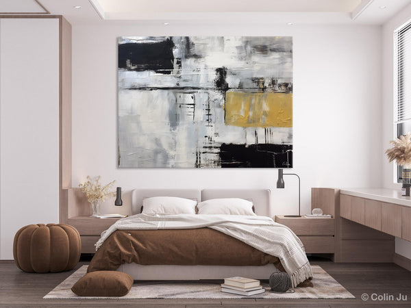 Black Abstract Acrylic Paintings, Large Paintings for Bedroom, Simple Modern Art, Original Canvas Paintings, Contemporary Canvas Paintings-Paintingforhome