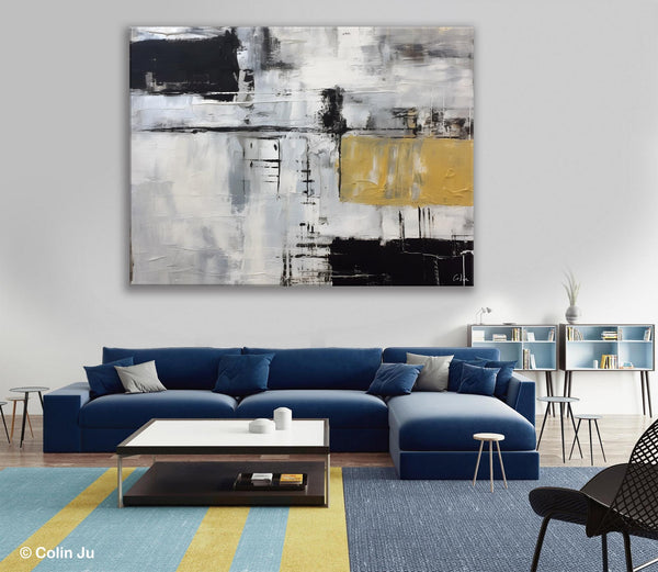 Black Abstract Acrylic Paintings, Large Paintings for Bedroom, Simple Modern Art, Original Canvas Paintings, Contemporary Canvas Paintings-Paintingforhome