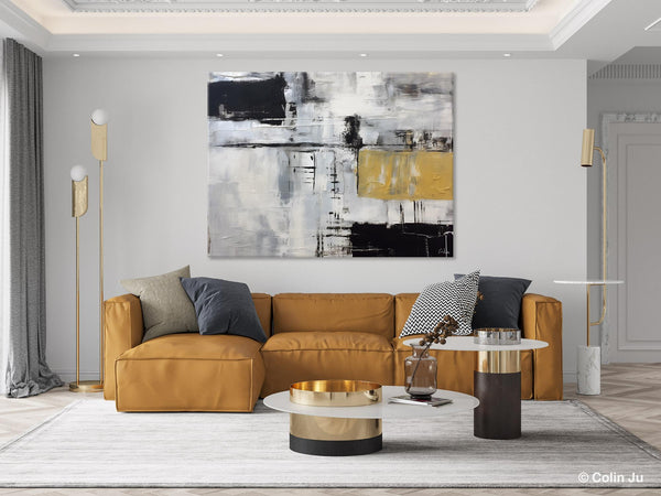 Black Abstract Acrylic Paintings, Large Paintings for Bedroom, Simple Modern Art, Original Canvas Paintings, Contemporary Canvas Paintings-Paintingforhome