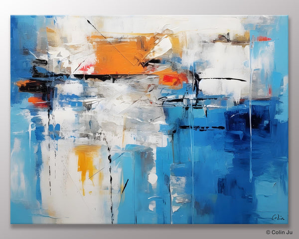 Abstract Paintings Behind Sofa, Acrylic Paintings for Bedroom, Hand Painted Canvas Art, Original Canvas Wall Art, Buy Paintings Online-Paintingforhome