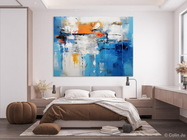 Abstract Paintings Behind Sofa, Acrylic Paintings for Bedroom, Hand Painted Canvas Art, Original Canvas Wall Art, Buy Paintings Online-Paintingforhome