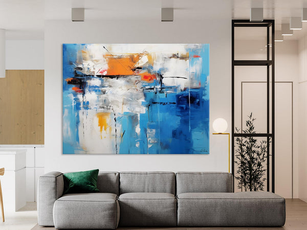 Abstract Paintings Behind Sofa, Acrylic Paintings for Bedroom, Hand Painted Canvas Art, Original Canvas Wall Art, Buy Paintings Online-Paintingforhome