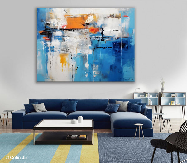 Abstract Paintings Behind Sofa, Acrylic Paintings for Bedroom, Hand Painted Canvas Art, Original Canvas Wall Art, Buy Paintings Online-Paintingforhome