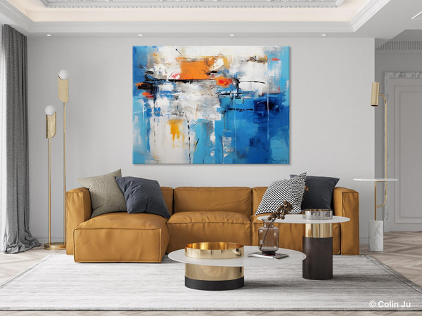 Abstract Paintings Behind Sofa, Acrylic Paintings for Bedroom, Hand Painted Canvas Art, Original Canvas Wall Art, Buy Paintings Online-Paintingforhome