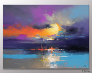 Abstract Landscape Painting, Sunset Painting, Large Landscape Painting for Living Room, Bedroom Wall Art Ideas, Modern Paintings for Dining Room-Paintingforhome