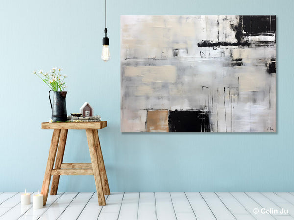 Large Original Abstract Wall Art, Simple Modern Art, Contemporary Acrylic Paintings, Oversized Paintings on Canvas, Large Canvas Paintings for Living Room-Paintingforhome