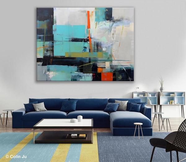 Contemporary Canvas Artwork, Large Modern Acrylic Painting, Abstract Wall Art for Dining Room, Original Hand Painted Wall Art Paintings-Paintingforhome