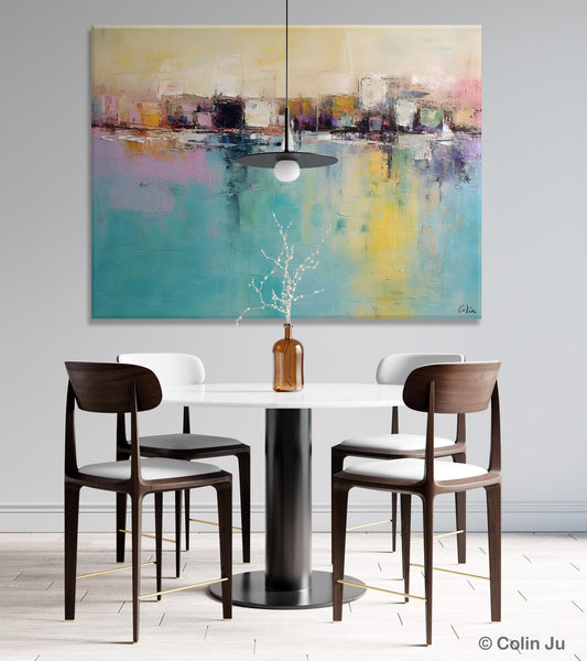 Contemporary Abstract Art for Dining Room, Sail Boat Abstract Paintings, Living Room Canvas Art Ideas, Large Landscape Painting, Simple Modern Art-Paintingforhome