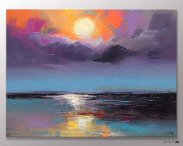 Abstract Landscape Painting on Canvas, Hand Painted Canvas Art, Contemporary Wall Art Paintings for Living Room, Huge Original Art-Paintingforhome