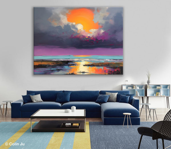 Heavy Texture Paintings, Original Landscape Painting, Large Landscape Painting for Living Room, Bedroom Wall Art Ideas, Modern Paintings for Dining Room-Paintingforhome