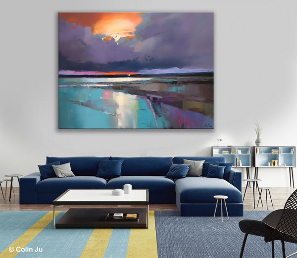 Original Landscape Oil Painting, Large Landscape Painting for Living Room, Bedroom Wall Art Ideas, Large Paintings for Dining Room-Paintingforhome